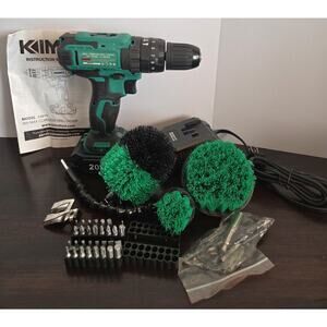 KIMO Drill - 20V 2X Battery Cordless Drill Set Bits Brushes Bag Model 13811